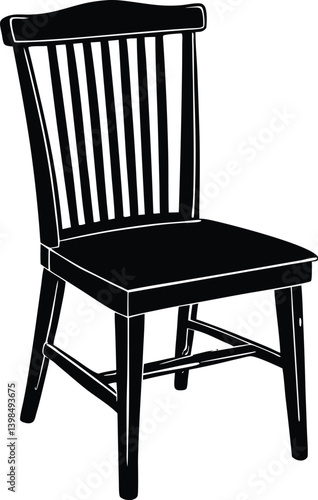 Wooden Chair Silhouette Vector | Furniture, Home & Interior Line Art