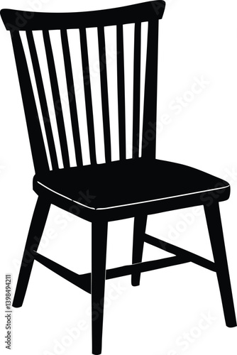 Wooden Chair Silhouette Vector | Furniture, Home & Interior Line Art