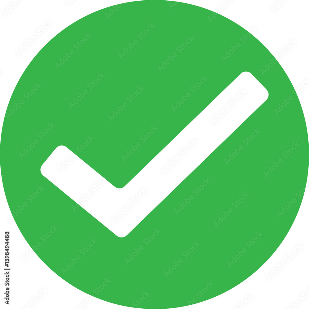 Green round check mark in circle. Flat and modern checkmark design, Symbols YES button for vote and icon. vector illustration Green round check mark in circle. Flat and modern checkmark design, Symbols YES button for vote and icon. vector illustration