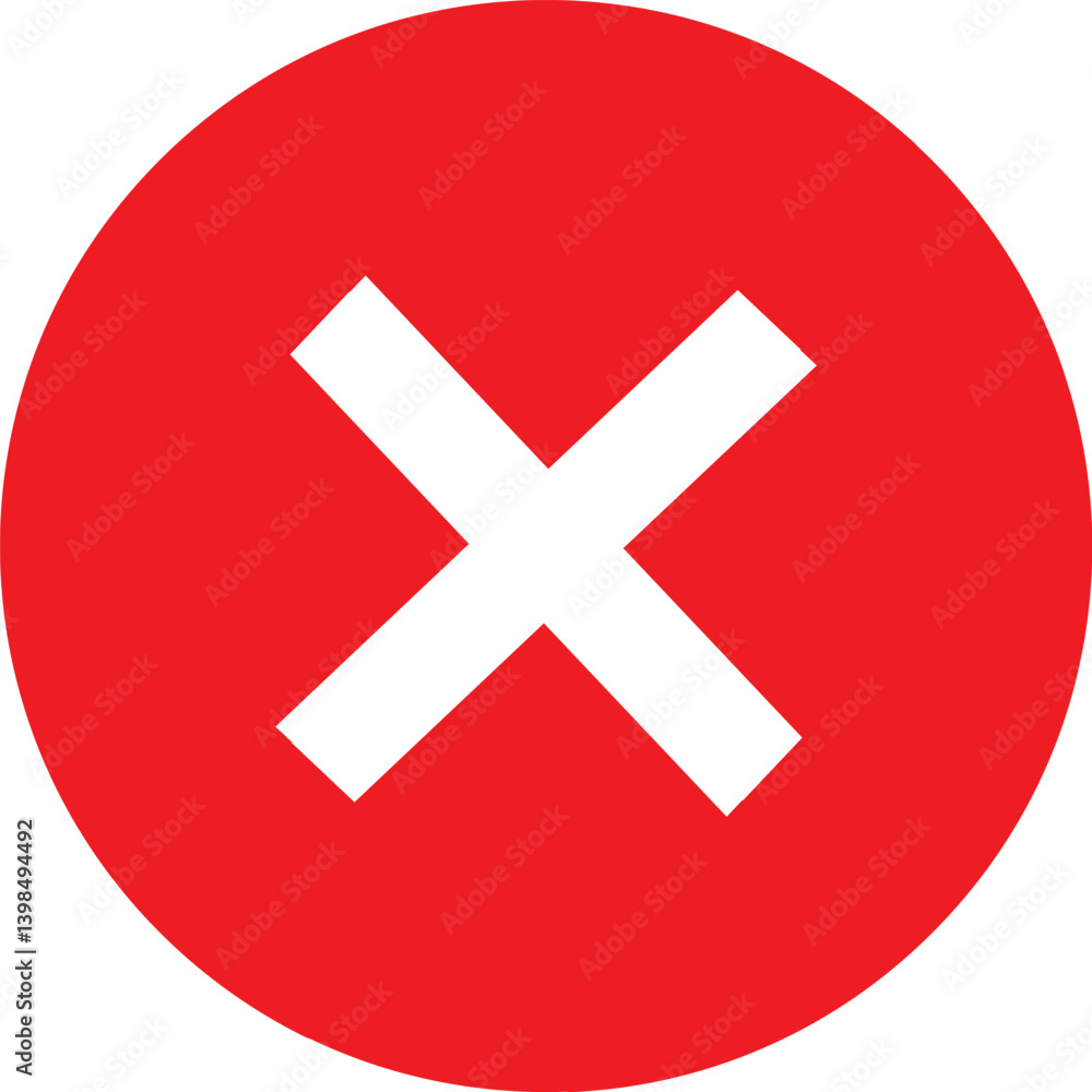 Red cross mark in circle. Flat and modern checkmark design, Symbols NO button for icon. vector illustration Red cross mark in circle. Flat and modern checkmark design, Symbols NO button for icon. vector illustration