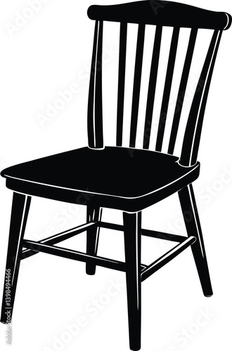 Wooden Chair Silhouette Vector | Furniture, Home & Interior Line Art