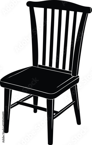 Wooden Chair Silhouette Vector | Furniture, Home & Interior Line Art