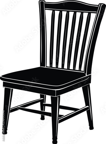 Wooden Chair Silhouette Vector | Furniture, Home & Interior Line Art