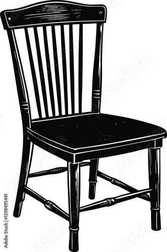 Wooden Chair Silhouette Vector | Furniture, Home & Interior Line Art