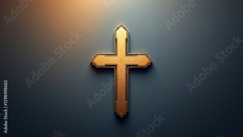 A striking Christian symbol with a golden cross set against a dark background.