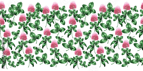 Wallpaper Mural Watercolor seamless pattern with flowers and leaves of red clover Torontodigital.ca