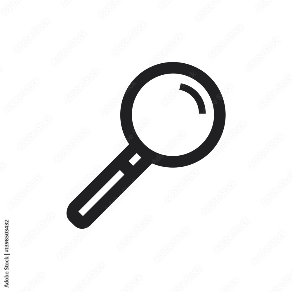 Magnifying glass icon in simple black design Magnifying glass icon in simple black design