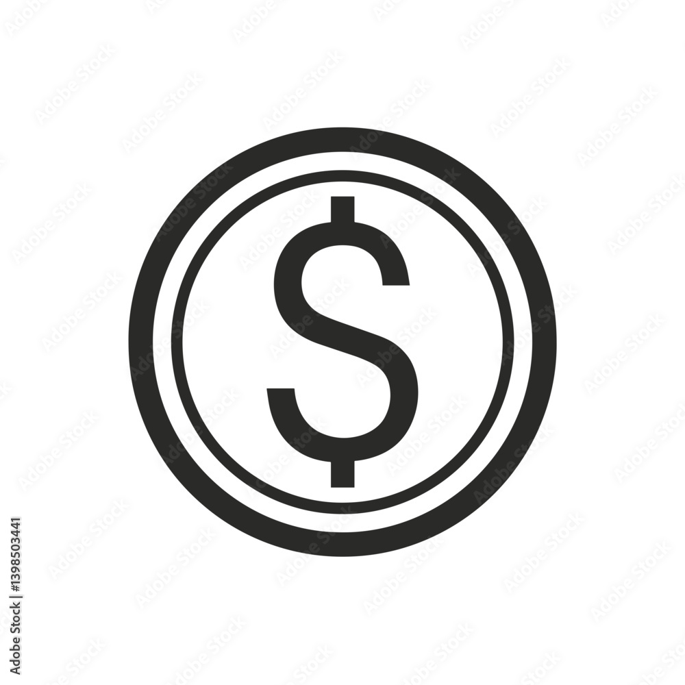 Dollar sign icon in simple black and white design Dollar sign icon in simple black and white design