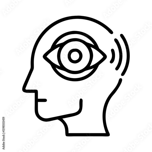 Human head with eye inside concept for mind vision insight and inner thoughts illustration vector