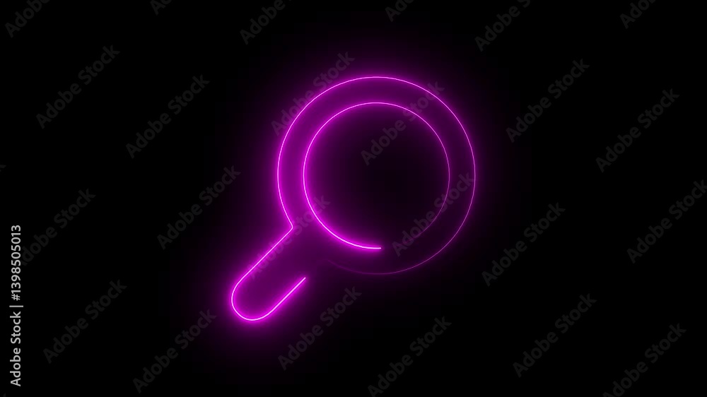 glowing neon blue color search animation icon sign symbol Neon search icon animation on black background. Seamless loop design element. glowing neon blue color search animation icon sign symbol Neon search icon animation on black background. Seamless loop design element.