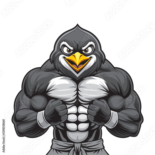 penguin mascot vector illustration muscular penguin design