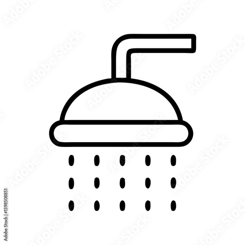 Shower head icon vector illustration, bathroom fixture, plumbing, water droplets, clean shower design