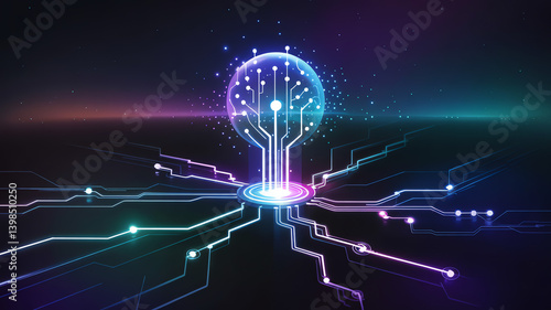 Wallpaper Mural AI Brain with Glowing Circuits Representing Machine Learning Torontodigital.ca