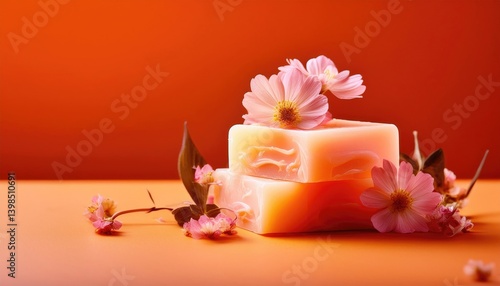 Wallpaper Mural Soap and flowers on a orange background Torontodigital.ca