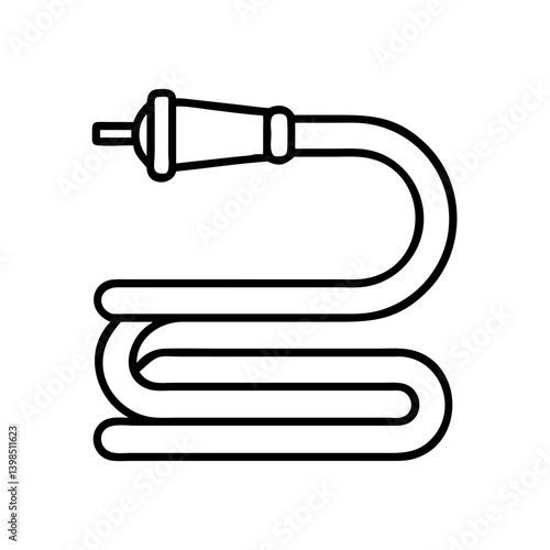 Garden hose pipe irrigation equipment vector outline illustration for gardening and lawn care