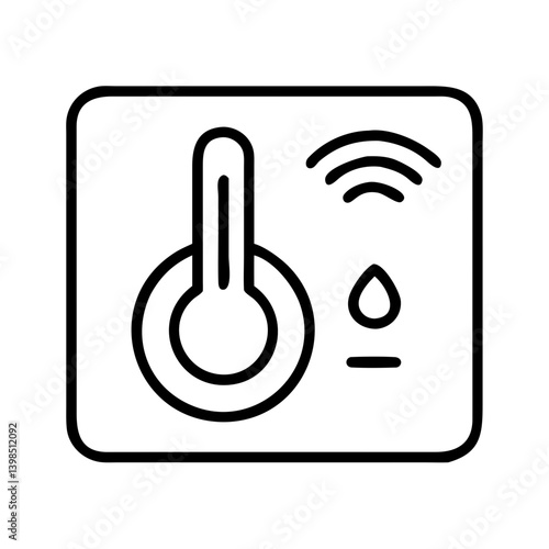 Smart thermostat icon vector, temperature control, wireless, water sensor, climate control system