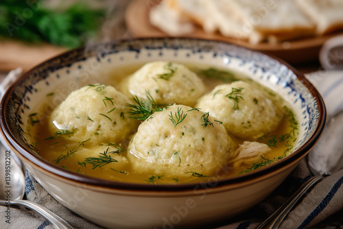 Traditional Matzo Ball Soup – Jewish Comfort Food with Clear Chicken Broth and Fluffy Dumplings