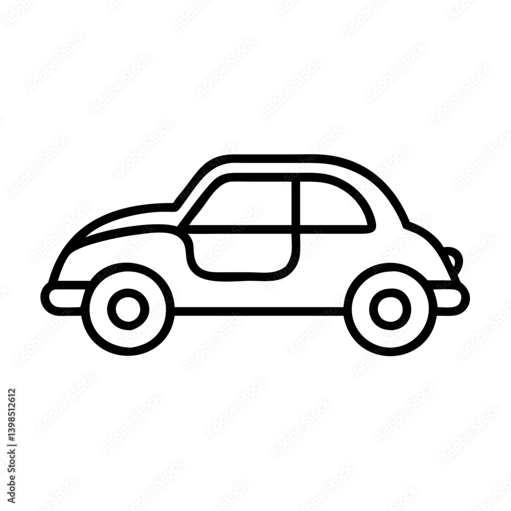 Naklejka premium Outline drawing of a classic car vector illustration simple vehicle design transportation icon automobile