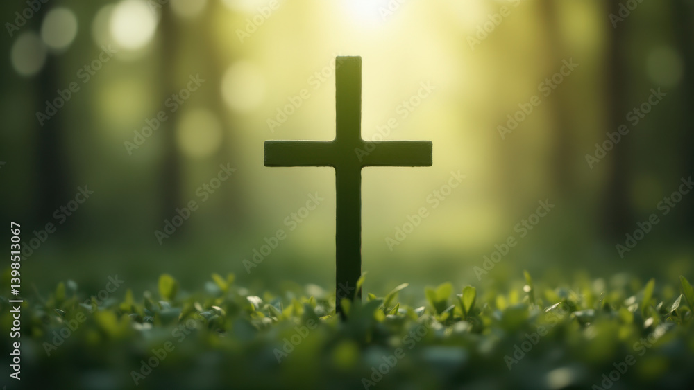 Symbolic Christian cross surrounded by nature, symbolizing faith and hope. Symbolic Christian cross surrounded by nature, symbolizing faith and hope.