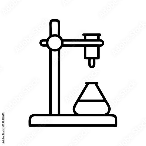 Illustration of titration setup, chemical analysis and laboratory experiment equipment design vector