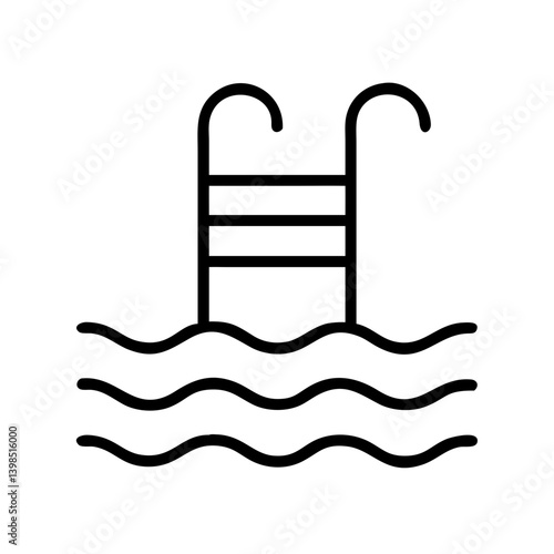 Swimming pool ladder icon vector illustration for summer vacation and recreation design element
