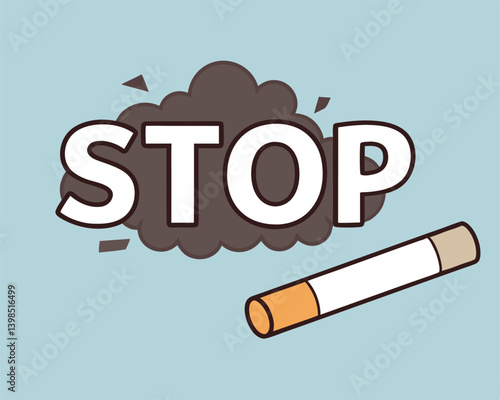Stop Smoking Now: Bold Graphic with Cigarette and Broken Background