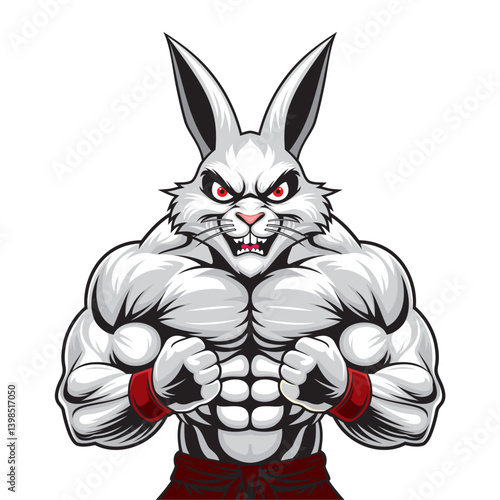 rabbit mascot vector illustration muscular rabbit design