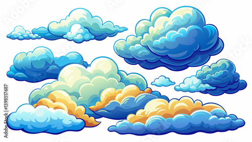 Vector set of realistic isolated cloud for decoration and covering on the