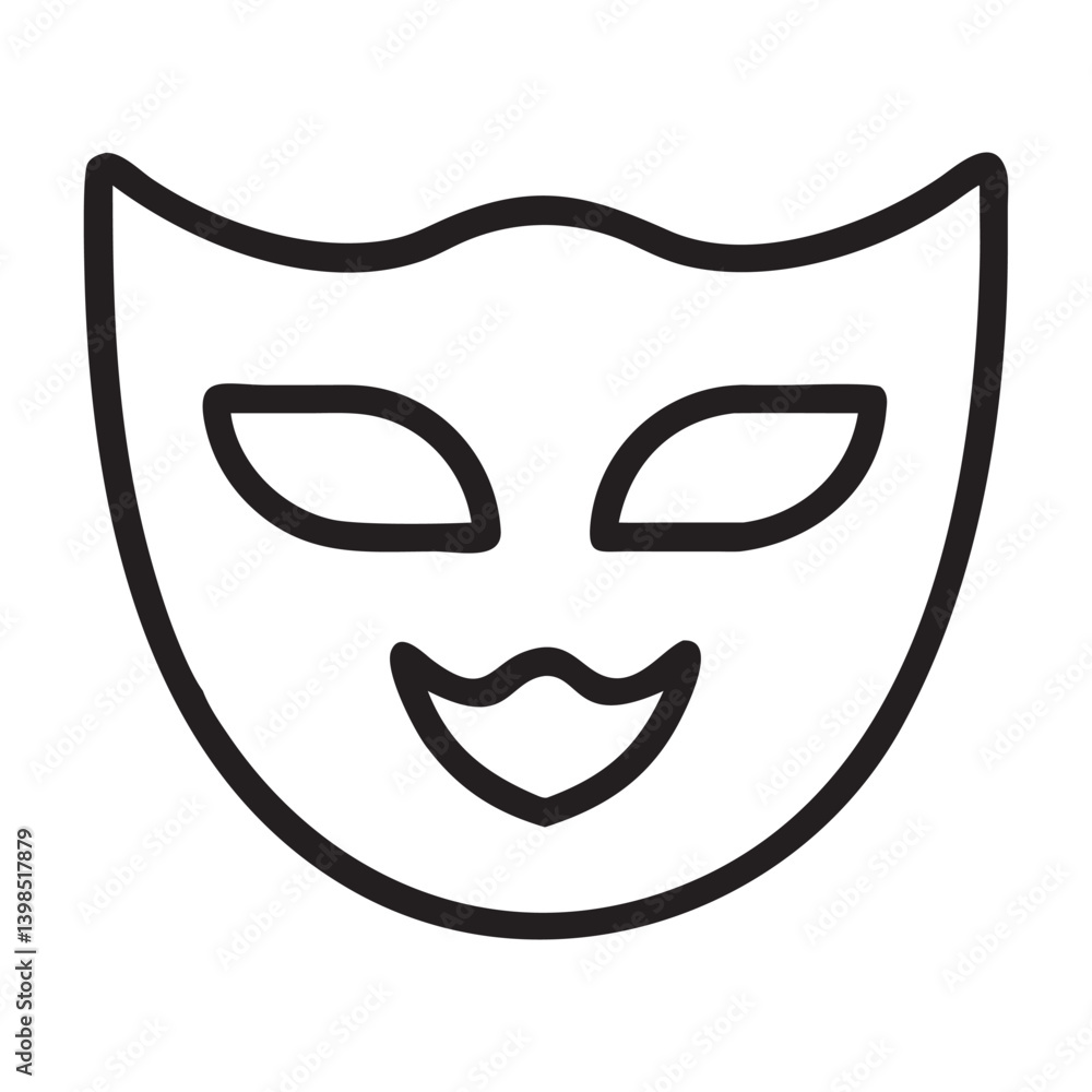 Masquerade vector icon. Comic and tragic mask icon, Comedy Mask Outline Vector Illustration Masquerade vector icon. Comic and tragic mask icon, Comedy Mask Outline Vector Illustration
