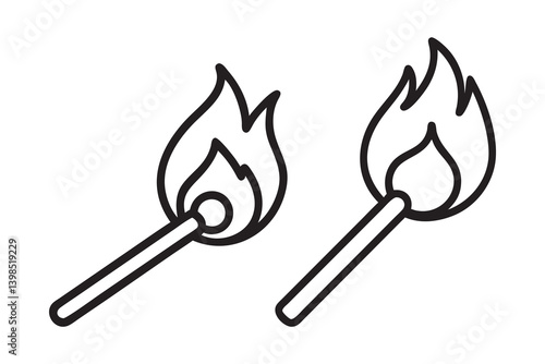 Burning Matches Outline Vector, Burning matchstick icon design. Matchstick icon. isolated on white background. vector illustration 