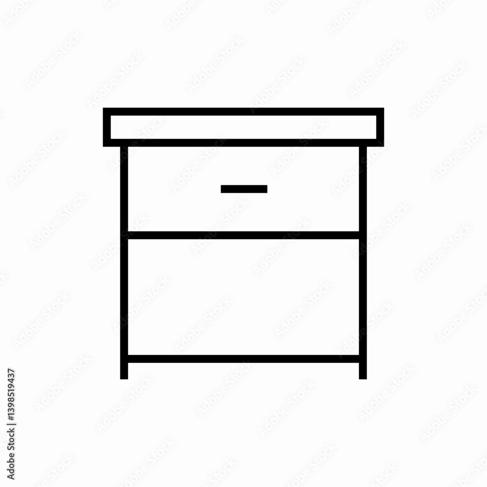 Bedside table furniture icon vector sign Bedside table furniture icon vector sign