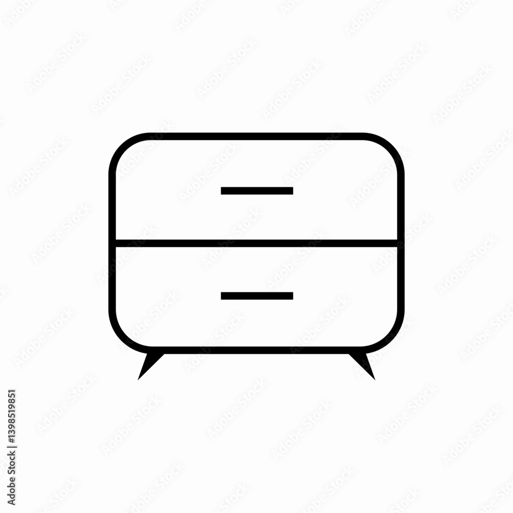 Bedroom drawer cabinet icon vector sign Bedroom drawer cabinet icon vector sign