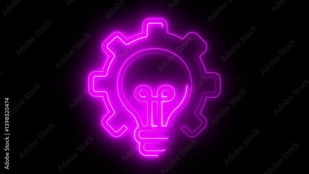 Neon light bulb icon with animation on isolated black background. Neon light digital bulb icon animation. Glowing neon lightning bulb icon. Neon light bulb icon animated, Innovation Neon light bulb icon with animation on isolated black background. Neon light digital bulb icon animation. Glowing neon lightning bulb icon. Neon light bulb icon animated, Innovation