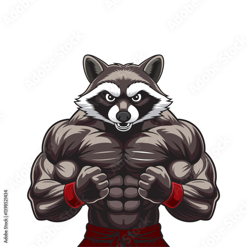 raccoon mascot vector illustration muscular raccoon design