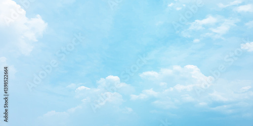 sunny sky blue light watercolor background. Aquarelle painting brush effect card paper textured canvas cloudy smoke space for text, entertaining card, template. aquamarine color graphics illustration