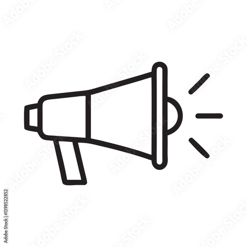 Megaphone with sound, linear icon. Advertising and distribution. Megaphone Sound Outline Vector Illustration