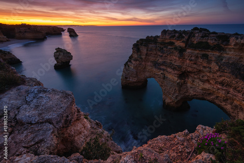 sunset over the sea - Portugal, Algarve, Praia da Marinha