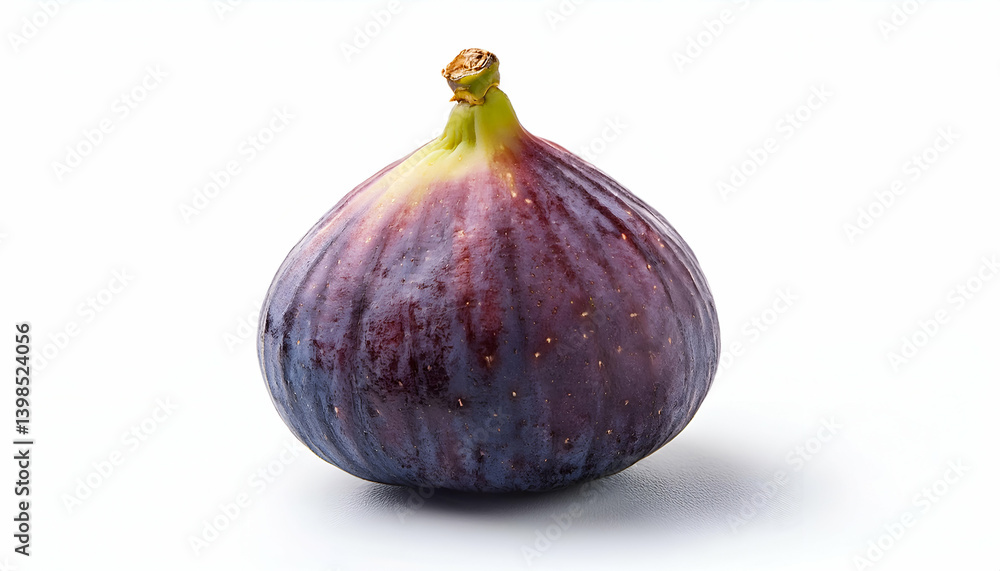 Fototapeta premium A single, plump fig with deep purple skin and smooth texture. 