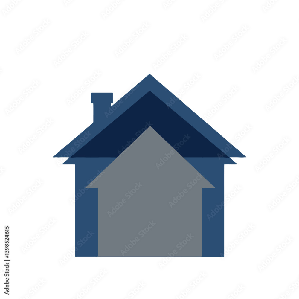 Blue house icon representing real estate and home ownership Blue house icon representing real estate and home ownership