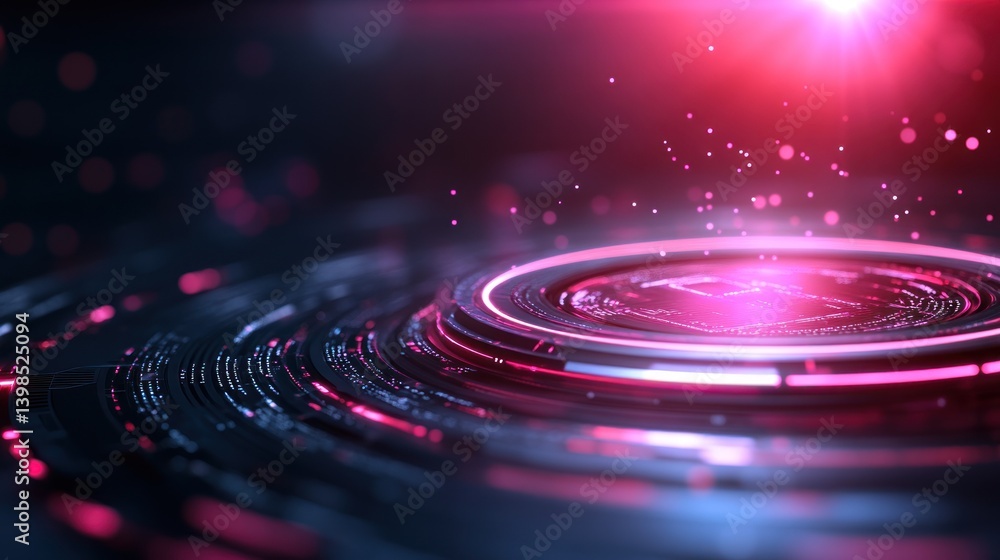 Obraz premium Abstract technology platform with circular glow design digital data future innovation