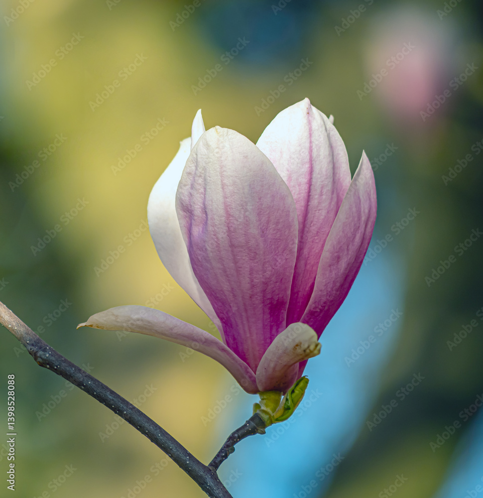 Magnolia tree in bloom in early spring