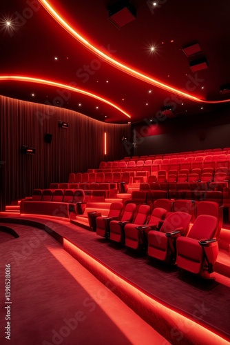 Obraz na płótnie Rows of red seats in cinema theater w salonie