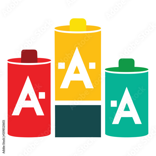 : battery aa aaa 9v on white background