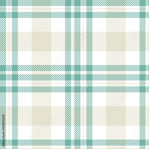 Plaid pattern seamless. Pale white & Dusky dull teal Tartan Textile Design. 