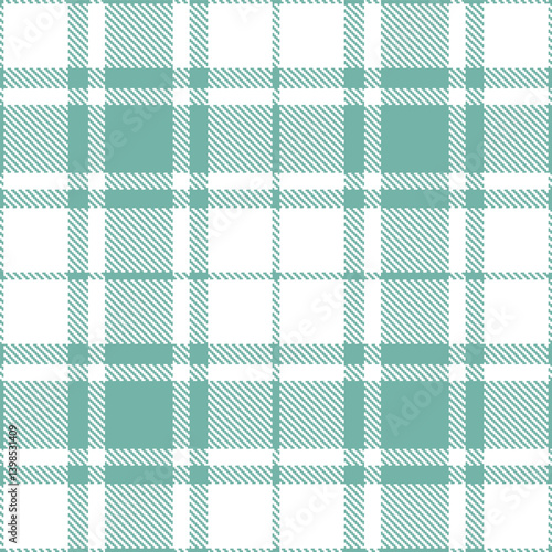 Plaid pattern seamless. Autumn dull teal & Cool white Tartan Textile Design. 