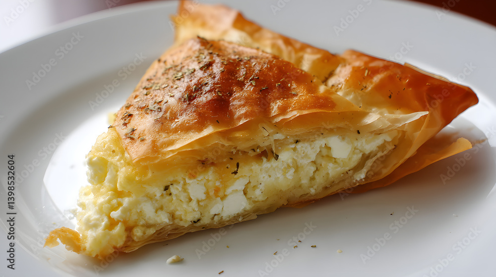 Delicious Cheese Pie with Filo Dough – Savory Stuffed Pastry Delight on a Plate