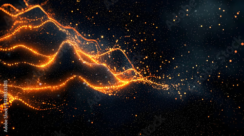 Obraz na płótnie Abstract Glowing Particle Waves Design w salonie