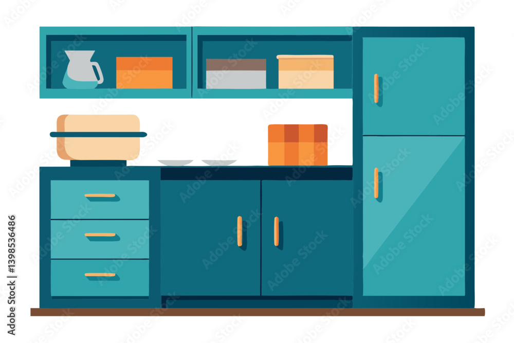 Contemporary Kitchen Cupboard Vector with Handles Contemporary Kitchen Cupboard Vector with Handles