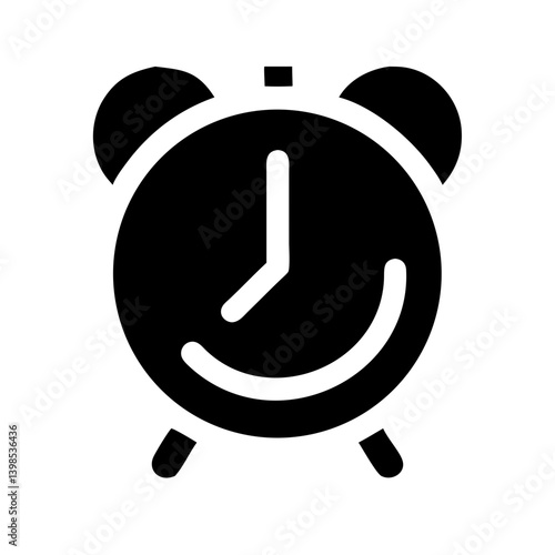 alarm clock glyph  vector flat icon