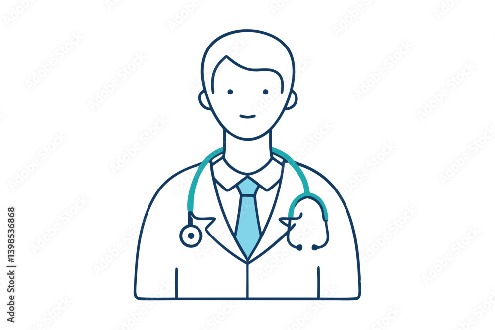 Medical Worker Wearing Lab Coat Vector Illustration Medical Worker Wearing Lab Coat Vector Illustration